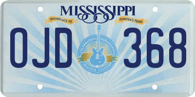 MS license plate OJD368