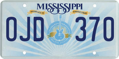 MS license plate OJD370