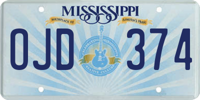 MS license plate OJD374