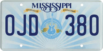 MS license plate OJD380