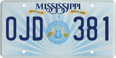 MS license plate OJD381