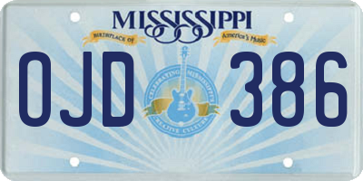 MS license plate OJD386