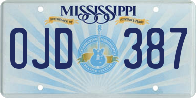 MS license plate OJD387