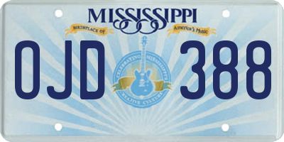 MS license plate OJD388