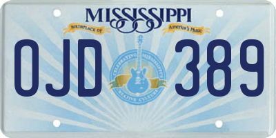 MS license plate OJD389