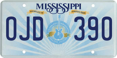 MS license plate OJD390