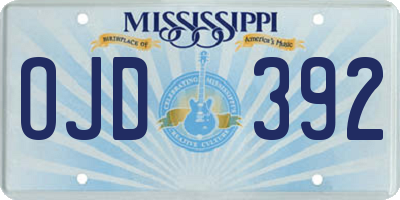 MS license plate OJD392