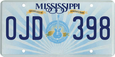 MS license plate OJD398