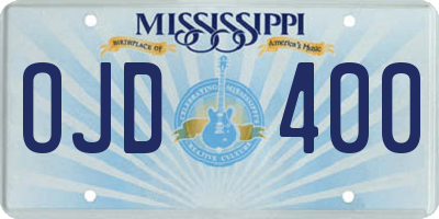 MS license plate OJD400
