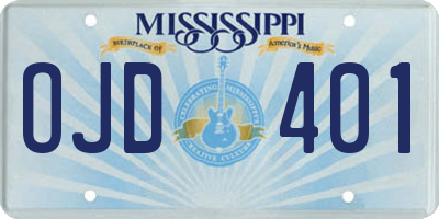MS license plate OJD401