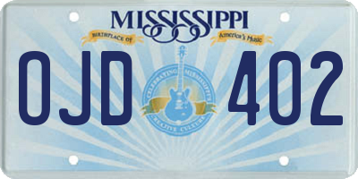 MS license plate OJD402