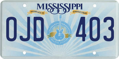 MS license plate OJD403