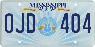 MS license plate OJD404