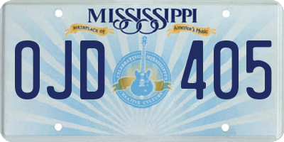 MS license plate OJD405