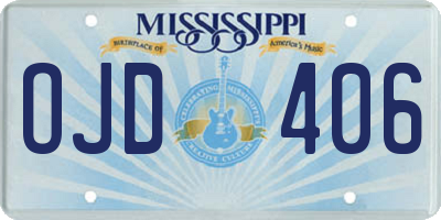 MS license plate OJD406