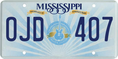MS license plate OJD407