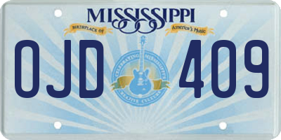 MS license plate OJD409