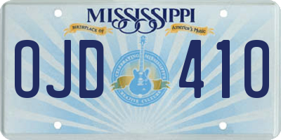 MS license plate OJD410