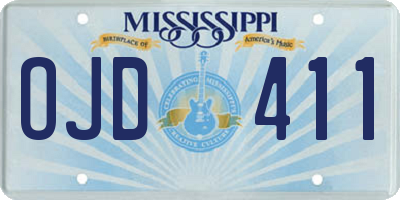 MS license plate OJD411