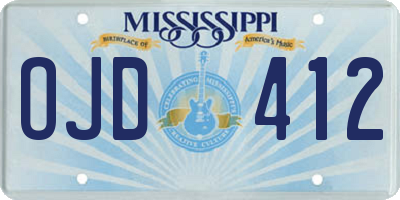 MS license plate OJD412