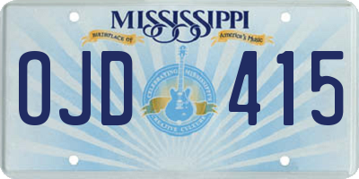 MS license plate OJD415