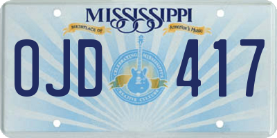 MS license plate OJD417