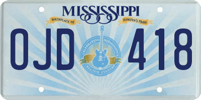 MS license plate OJD418