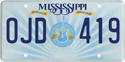 MS license plate OJD419