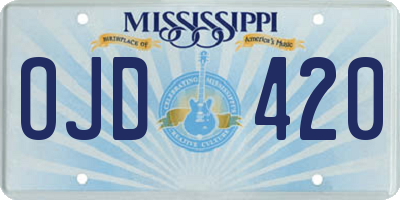 MS license plate OJD420