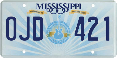 MS license plate OJD421