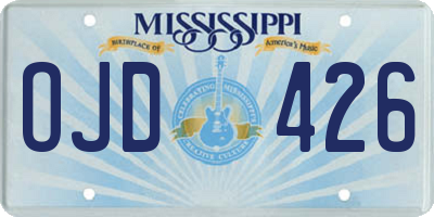 MS license plate OJD426