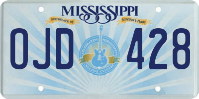 MS license plate OJD428
