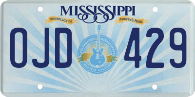 MS license plate OJD429