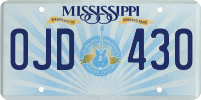 MS license plate OJD430
