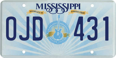 MS license plate OJD431