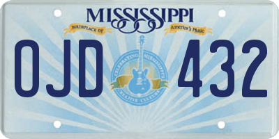 MS license plate OJD432