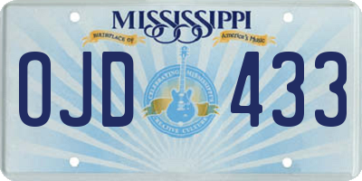 MS license plate OJD433