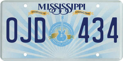 MS license plate OJD434