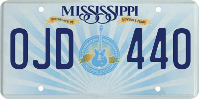 MS license plate OJD440
