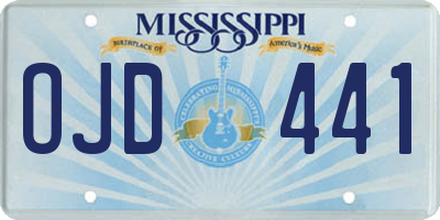 MS license plate OJD441