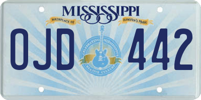 MS license plate OJD442