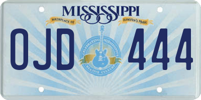 MS license plate OJD444
