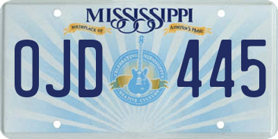 MS license plate OJD445
