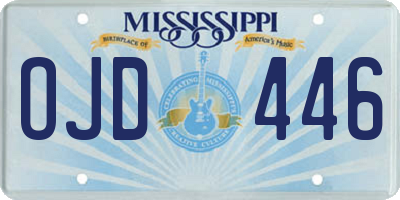 MS license plate OJD446