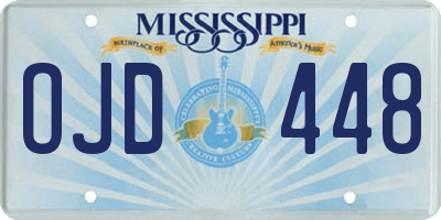 MS license plate OJD448