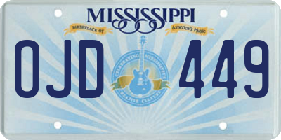 MS license plate OJD449