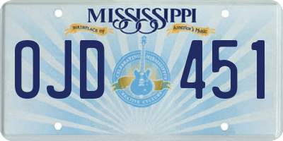 MS license plate OJD451