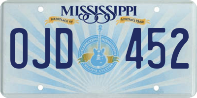 MS license plate OJD452