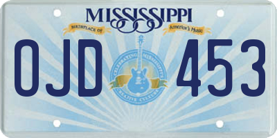 MS license plate OJD453