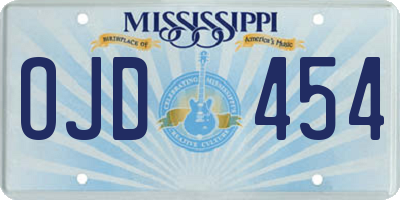 MS license plate OJD454